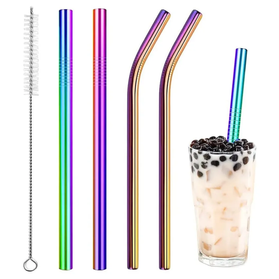 4 SUPER WIDE Boba Stainless Steel 9.5 Long x 1/2 Wide Drink Straw  Smoothie Thick Milkshake -CocoStraw Brand