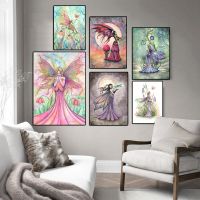 Sumanssa Gothic Fairy Butterfly Flower Canvas Print: Modern Wall Art For Bedroom &amp; Girl S Room Decor