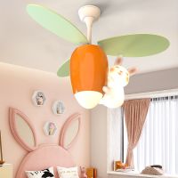 Childrens Room Helicopter Ceiling Fan Lamp Space Planet Boy Girl Cartoon Rabbit Bedroom Mute Fan Lamp Room Decorative Lightings Exhaust Fans