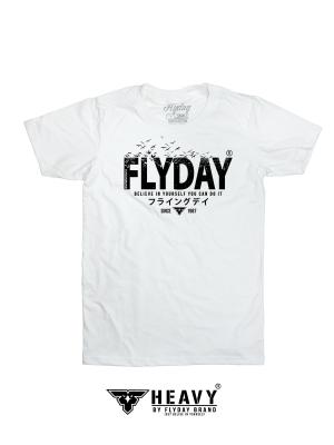 FLYDAY® : รุ่น HEAVY ลาย FLYDAY  สีขาว (เสื้อยืดไซร์ใหญ่)