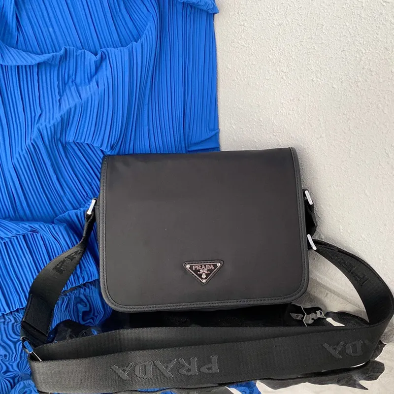 Prada Men's Triangle Logo Leather Crossbody Bag