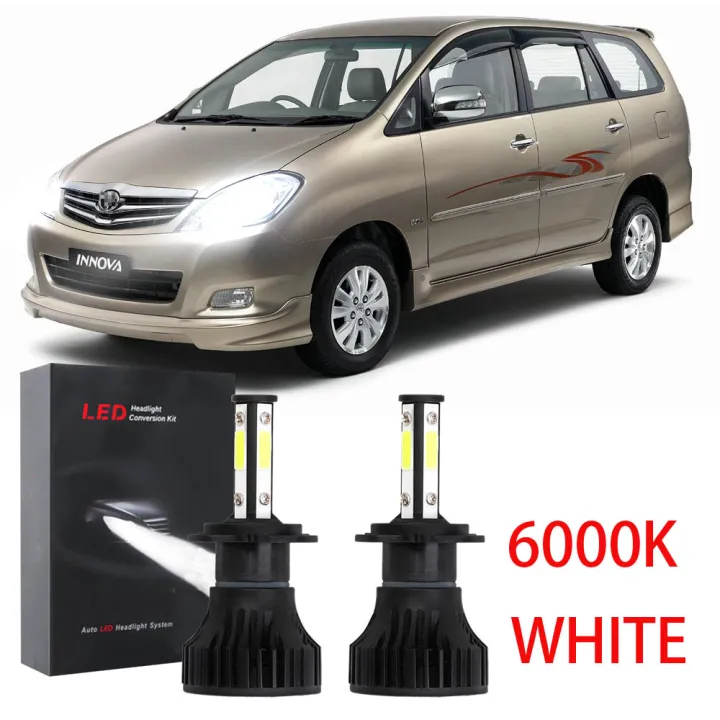 หลอดไฟ LED หน้ารถยนต์สำหรับ Toyota Innova 2004-2015-คู่ไฟหน้าสีขาวแสง ...