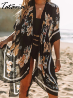 Summer Cover Ups for Swimwear Women Robe  y Classic Floral Print Shirt Beach Dress Tunic Long Blouse Female Hot Beachwear