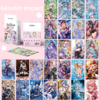 50PCS Genshin Impact Photocards Anime Laser Postcard Paper Lomo Cards Fans Collection Gift