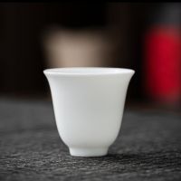 Wholesale Dehua white porcelain small teacup tea cup bamboo hat cup home kung fu tea set tea cup master cup can be printed cup