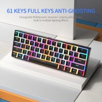 ♧◄ ZA616 Mechanical Keyboard Mini Gamer Keyboard 61 Keys RGB Backlight Type C Wired Gaming Keyboard Keycaps 60 Ergonomics Keyboard