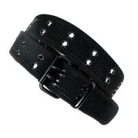 New Canvas Web Belt Two Hole Grommets Black Metal Roller Buckle Men Women