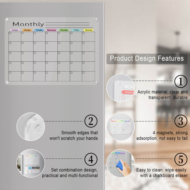 zsheng-กระดานไวท์บอร์ดแบบแม่เหล็กใส-กระดานไวท์บอร์ดกระดานลบแห้งอะคริลิคใช้ซ้ำได้บอร์ดปฏิทิน