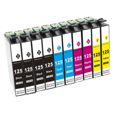 10 Pack Ink Cartridges Compatible for Epson 125 Stylus NX125 NX127 NX130 NX230 NX420 NX530 NX625 WorkForce 320 325 520 Printer