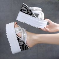 ○♦✔ Ladies Slippers And Sandals Summer Rhinestone Sandals white Platform Wedges Shoes For Women Casual Wedge Sandals Woman Slippers