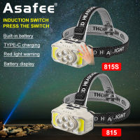 ไฟหน้าแบบพกพาได้ Asafee 2 * XPE + 2 LEDs + 2 *Cob LED เซ็นเซอร์ไฟหน้าไฟฉาย USB กลางแจ้งตั้งแคมป์ไฟฉายคาดศีรษะ