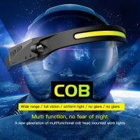 Induction Headlamp COB LED Head Lamp with Built-in Battery Flashlight USB Rechargeable Head Torch 5 Lighting Modes Head Light