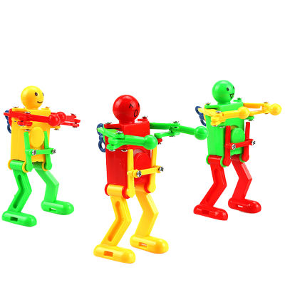 3ชิ้นของเล่นหุ่นยนต์เต้นได้ไขลานพลาสติกสำหรับเด็กตุ๊กตาคริสต์มาสกวางเรนเดียร์พัฒนาการสุ่มสี