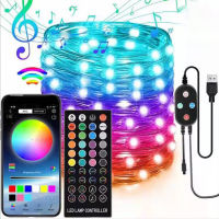 m RGB String Lights Colored IP67 Christmas Tree String Lights With Remote Music Control Color-Changing LED Fairy Light