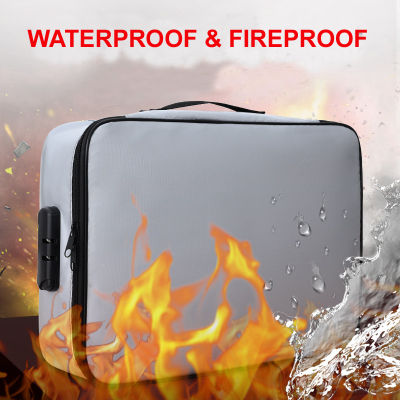 Fireproof Waterproof Document Bag Safety Organizer Zipper Money Pouch Multi-Layer Card Case Travel File Bag Papers Storage