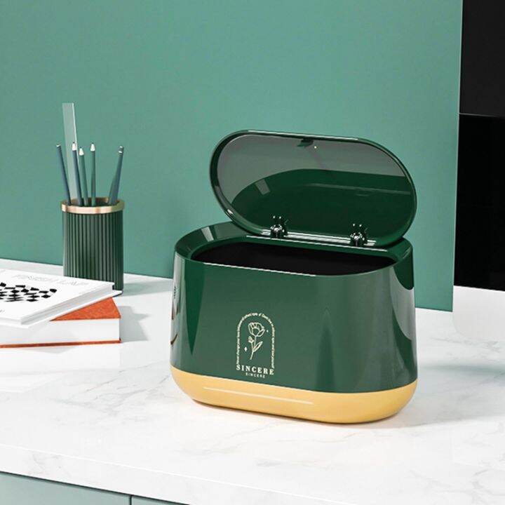 office-dressing-table-trash-can-desk-desktop-mini-bin-garbage-basket-bucket-room-small-narrow-lid-dustbin-wastebasket