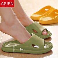 ASIFN Bathroom Slippers for Women Men EVA Slides 3CM Heels Flip Flop Platform Soft Thick Sole Indoor Anti-slip Ladies Bath Shoes