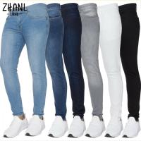 New Mens Stretch Skinny Jeans Fashion Elastic Cotton Slim Denim Pants Male Plus Size Pencil Pants Pure Color Casual Trousers