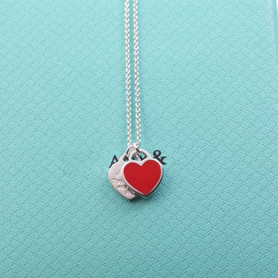 Classic Silver S925 Women Necklace Fashionable Double Heart Pendant Necklace Give Girlfriend Engagement Gift Jewelry