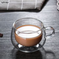 SUC Double-layer Transparent Heat Resistant Glass Coffee Cup With Handle