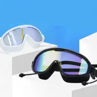 Large-frame Swimming Waterproof Silicone Goggles for Men and Women Fashion Anti-fog with Earplugs High-definition Goggles Accessories Accessories