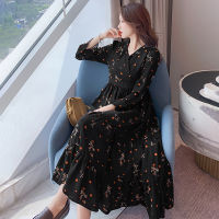 6603# Maternity Clothes Chiffon V Neck Dress Spring Autumn Dress