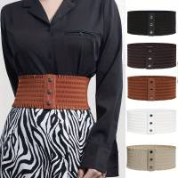 Womens Wide Waistband Stretchy Dress Elastic Snap-Button Corset Belts