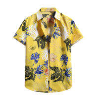 [ผู้ชายเสื้อ] ผู้ชายคาร์ดิแกนแขนสั้นHawaiian Beachเสื้อเชิ๊ตลายดอกไม้สำหรับชายเสื้อคอเต่าสำหรับชาย