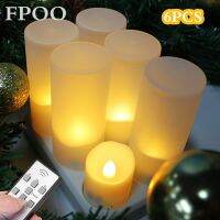 LED Tea Light Set of 6 Rechargeable USB Charging Cable Remote Control Flameless Flicker For Christmas Candles Halloween Decorate