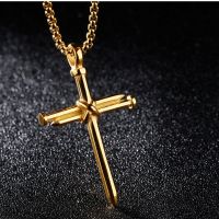 Brand Hip hop Punk Nail Cross Stainless Steel Necklace Men Classic Simple Versatile Pendant Sweater Chain Jewelry Gift Wholesale