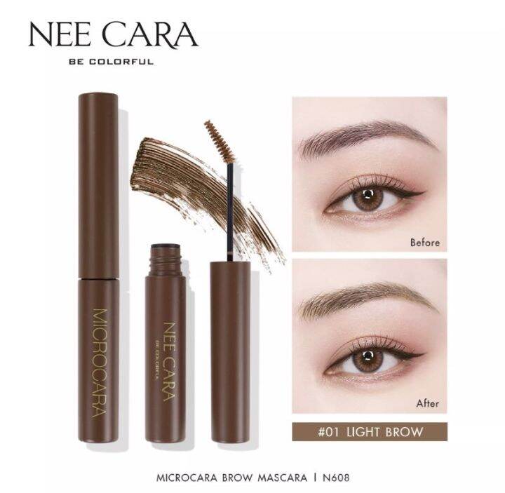 nee-cara-n608-นีคาร่า-มาสคาร่าปัดคิ้ว-หัวแปรงสลิมเรียวเล็ก-ปัดง่ายขึ้น-nee-cara-microcara-brow-mascara