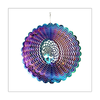 Stainless Steel Colorful Wind Spinner 3D Stainless Steel Metal Art Hanging Wind Spinner Dynamic Garden Decoration