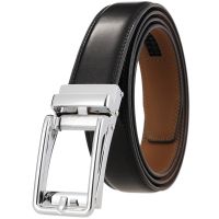 Mens Belt Business Formal Real Cowhide Leather Ratchet Belt High Quality Metal Automatic Buckle For Man Belts