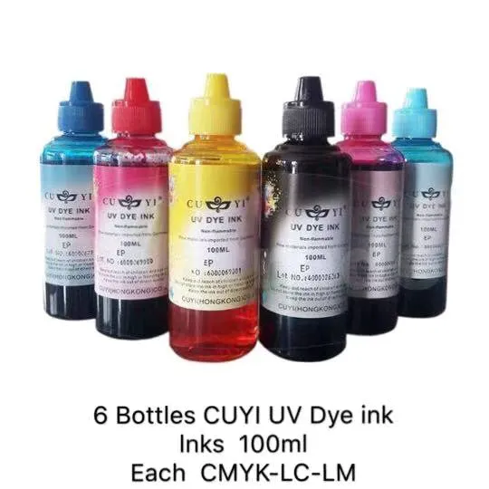 6 Bottles Cuyi Uv Dye Ink Hong Kong Inks 100ml Each Cmyk Lc Lm Universal Inks For Epson 4979