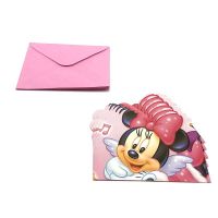 Disney Minnie Mouse 6pcs Mini Greeting Card Girl Birthday Party Thank-You Card Baby Shower Invitation Card Decoration Supply Greeting Cards