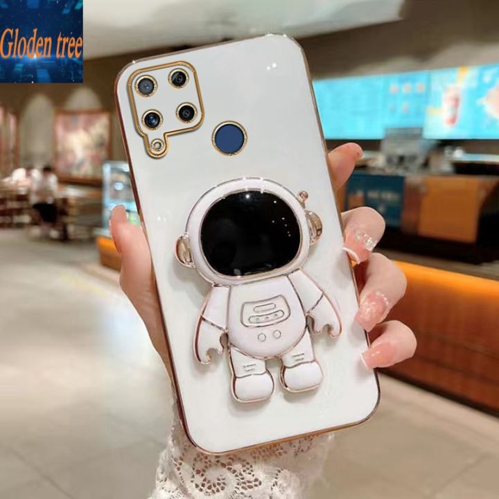 gloden-tree-folding-stand-holder-astronaut-phone-case-for-oppo-realme-c15-c12-c25-c25s-c11-c17-7i-c20-c11-2021-realme-5-5i-c3-c21y-c25y-c35-c31-c21-a1k-realme-c2-electroplate-soft-silicone-square-brac