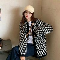 Ready Stock New Sweater Retro Japanese Loose Knit Plaid Cardigan Korean Womens Top