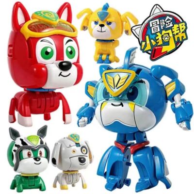 2022 Adventure Puppy Gang Anime Dog Deformation Robot Action Figures Animal Deform Pet Transformation Toys Kids Boys Girl Gift
