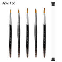 Aokitec Kolinsky Acrylic Nail Brush Set Black Flash Pure Kolinsky Hair Round Nail Art Brush for Manicure Tool Size 6-14