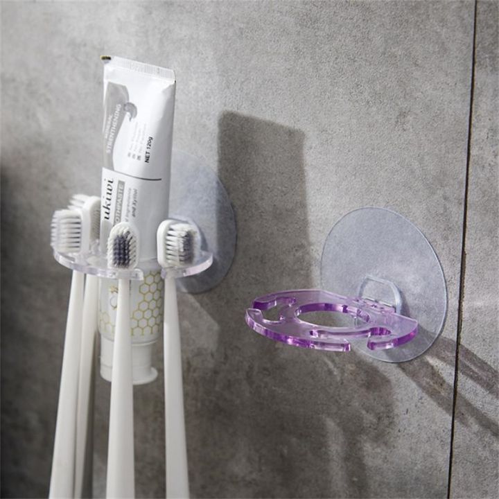 self-adhesive-toothbrush-holder-wall-mount-beard-shaver-storage-rack-bathroom-toothpaste-dispenser-for-bathroom-accessories