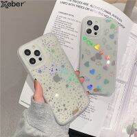 【Great. Cell phone case】น่ารักเลเซอร์ไล่โทนสีที่มีสีสัน G Litter ล้างกรณีโทรศัพท์สำหรับ iPhone 13 Pro Max 12 11 XR XS X 7 8บวกหัวใจรักดาวแบบปก