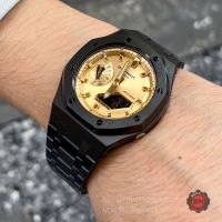 G-Shock Custom Casioak Black Metal Steel Gold Dial