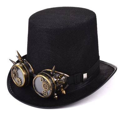 【Best-Selling】 （hgestore） หมวกเสื้อสตีมพังก์ผู้หญิงสตีมพังค์มีเดือยแหลมหมวกคอสตูมคอสเพลย์ฮาโลวีนสีดำ