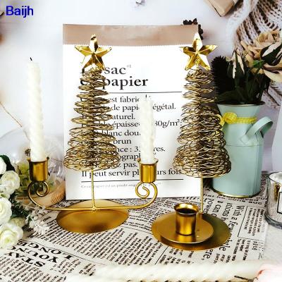 2021 Hot Christmas Tree Shape Candle Iron Wire Stand Center Candlestick Ornament Tabletop Centerpiece Wedding Decoration Arrival