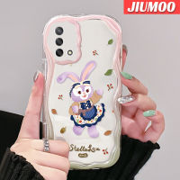 เคส JIUMOO สำหรับ OPPO A74 4G A95 4G F19S F19 Reno 6 Lite เคสการ์ตูนกระต่ายสีม่วงสีสันสดใสเนื้อครีมน่ารักกันกระแทกแบบใสนิ่มเคสมือถือเคสโปร่งใสลายกล้องถ่ายรูปสร้างสรรค์ฝาครอบป้องกันซิลิโคน