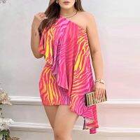 Womens One Shoulder Dresses 2023 Summer Sexy Fashion Ruched Sleeveless Asymmetrical Hem Mini Party Dress Beachwear Sundress