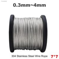 ◊☜ 10Metres 304 Stainless Steel Wire Rope Cable Clothesline Retractable Fishing Flagpoles Soft 7x7 Dia 1.8mm 4mm Rustproof Coats