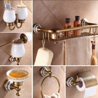 Antique Brass Luxury Bathroom Accessory paper Holder Toilet Brush Rack Commodity Basket Shelf Soap Dish Towel Ring Toilet Roll Holders