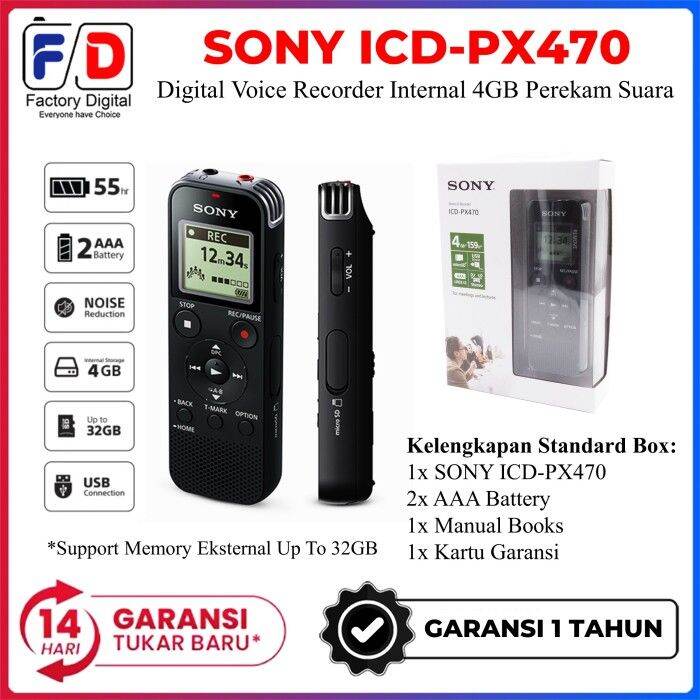 Voice Recorder Sony ICDPX470 PX470 Alat Perekam Suara Digital