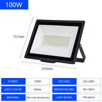 LED Floodlight 10W 20W 30W 50W 100W 150W 200W IP67 Waterproof 220V Outdoor Garden Projector Lighting Spotlight Wall Flood Lights